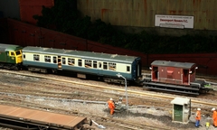 Withdrawn ex MOD special instruction coach off for scrap.